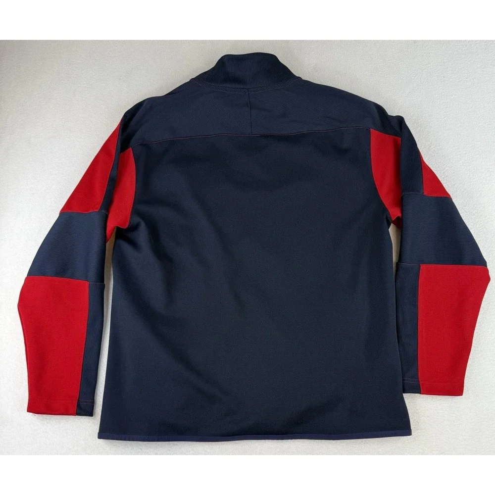 Nautica Competition Jacket Mens Large Red Blue Full Zip Track Sweater Bomber USA